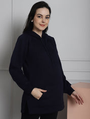 Navy Winter Maternity Pullover Sweatshirt