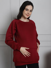 Maroon Winter Maternity Lounge Top