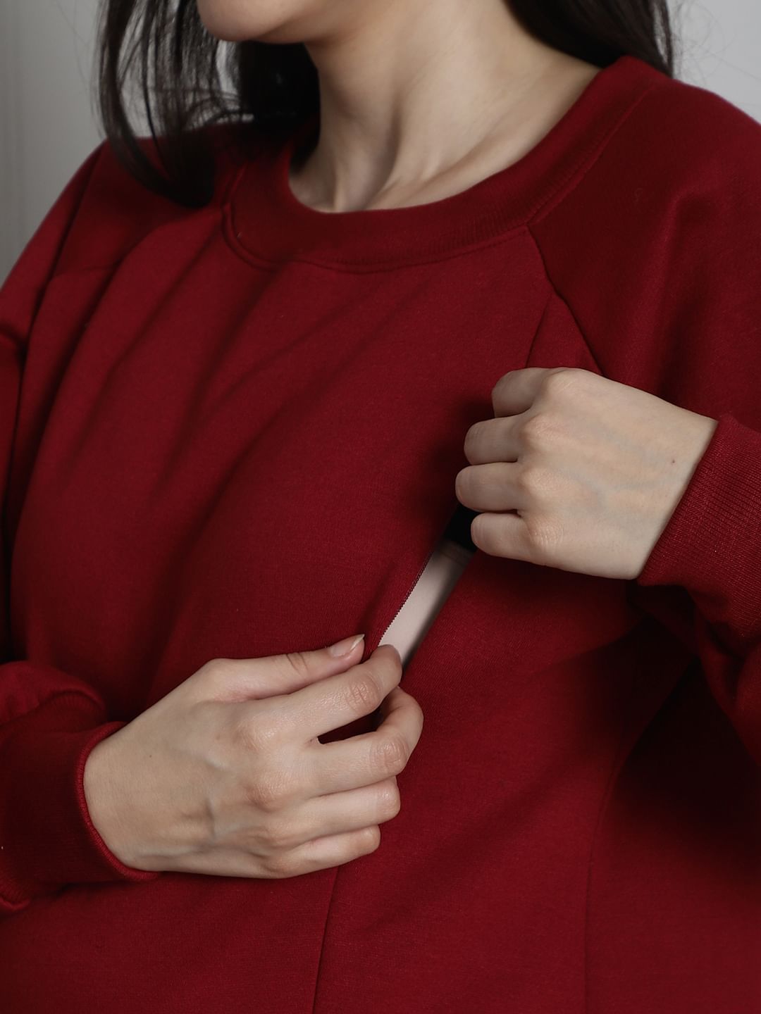 Maroon Winter Maternity Lounge Top