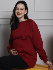 Maroon Winter Maternity Lounge Top