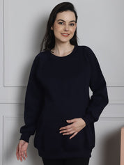 Navy Winter Maternity Lounge Top