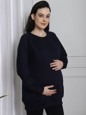 Navy Winter Maternity Lounge Top