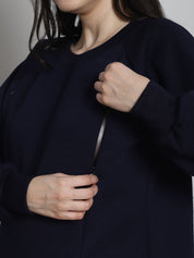 Navy Winter Maternity Lounge Top