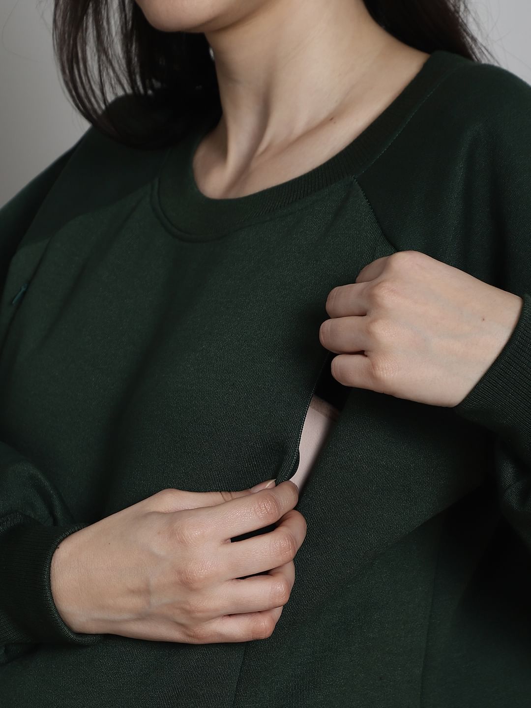 Green Winter Maternity Lounge Top