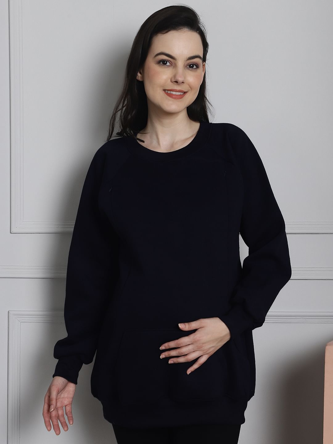 Black Winter Maternity Lounge Top