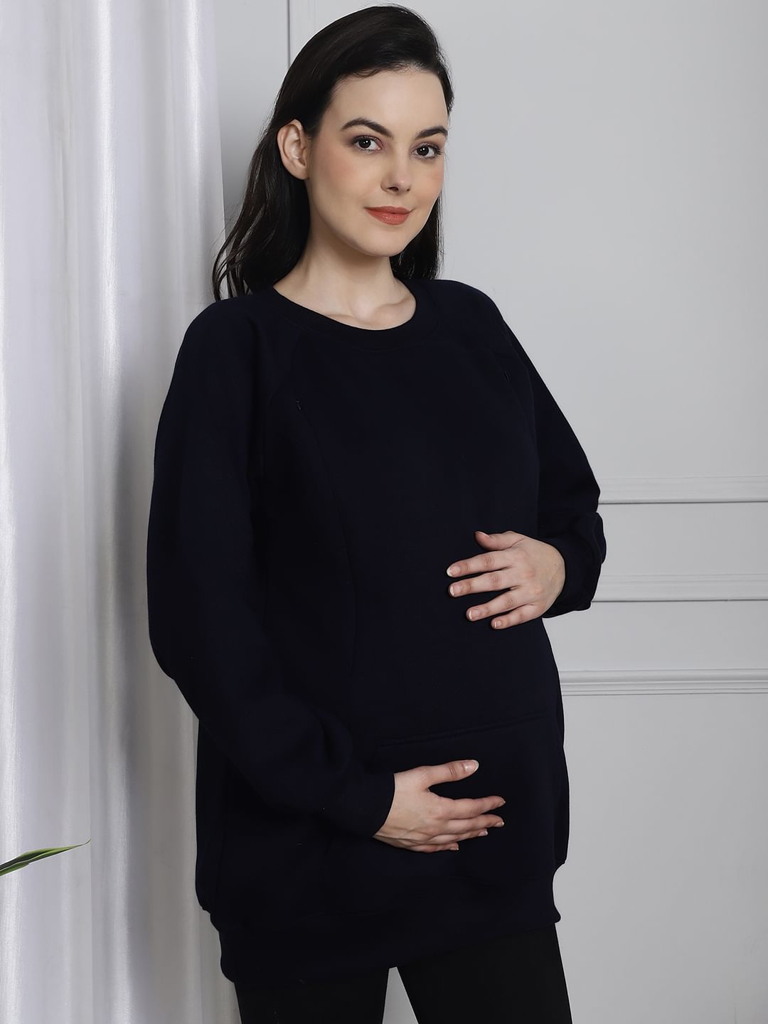 Black Winter Maternity Lounge Top