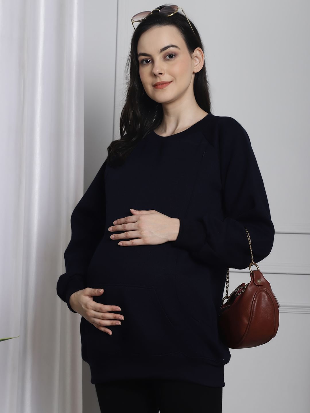Black Winter Maternity Lounge Top
