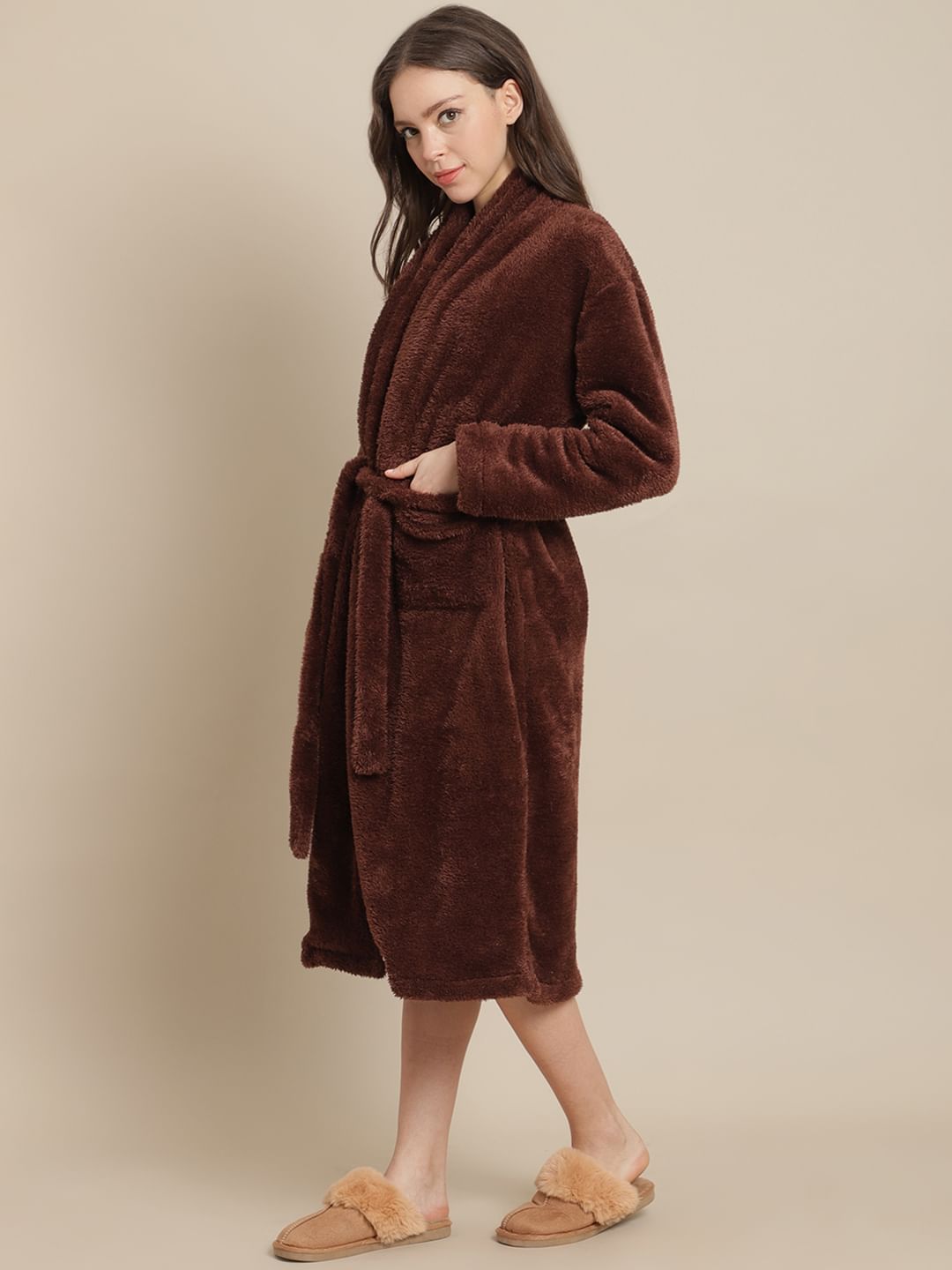 Brown Faux Fur Winter Lounge Robe