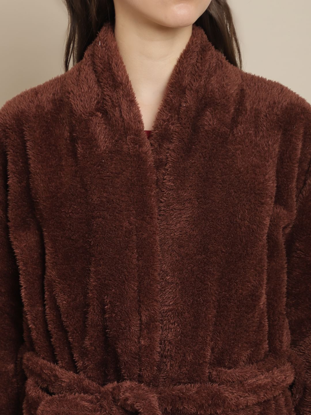 Brown Faux Fur Winter Lounge Robe