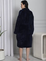 Navy Faux Fur Robe