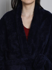 Navy Faux Fur Robe