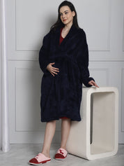 Navy Faux Fur Robe