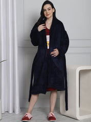 Navy Faux Fur Robe