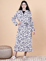 Grey Abstract Fur Winter Robe