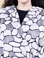 Grey Abstract Fur Winter Robe