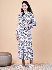 Grey Abstract Fur Winter Robe