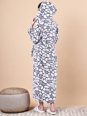 Grey Abstract Fur Winter Robe