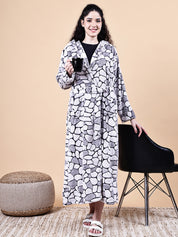 Grey Abstract Fur Winter Robe