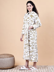 Olive Green Abstract Fur Winter Robe
