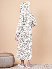Olive Green Abstract Fur Winter Robe