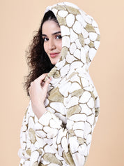 Olive Green Abstract Fur Winter Robe