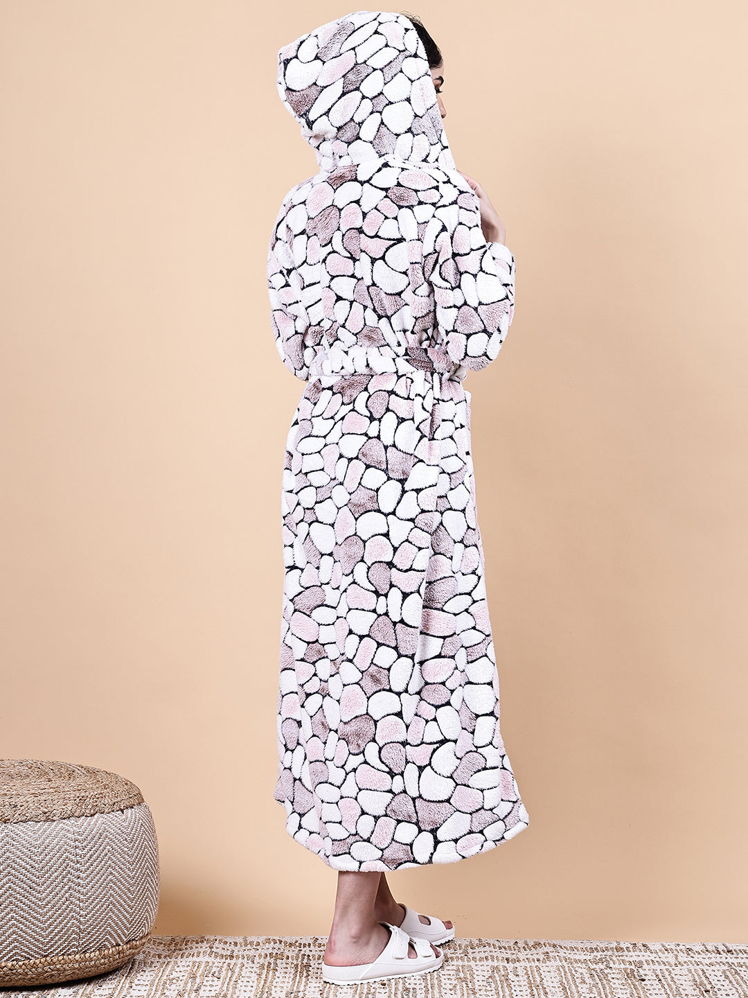 Pink Abstract Fur Winter Robe