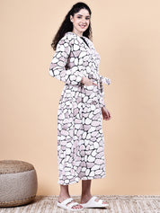 Pink Abstract Fur Winter Robe