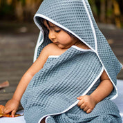 WHITEWATER KIDS ORGANIC WAFFLE HOODED TOWEL SET - GREY