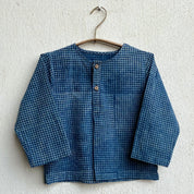 WHITEWATER KIDS UNISEX ORGANIC INDIGO CHECK KURTA + MATCHING PANTS