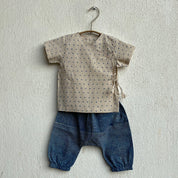 WHITEWATER KIDS UNISEX ORGANIC INDIGO RAIDANA ANGARAKHA + INDIGO CHECK PANTS