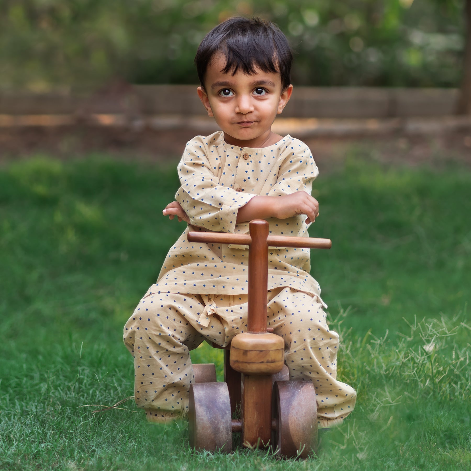 WHITEWATER KIDS UNISEX ORGANIC INDIGO BAG - CHECK KURTA + RAIDANA  KURTA + RAIDANA PANTS