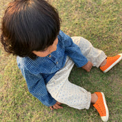 WHITEWATER KIDS UNISEX ORGANIC INDIGO BAG - CHECK KURTA + RAIDANA  KURTA + RAIDANA PANTS