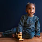 WHITEWATER KIDS UNISEX ORGANIC INDIGO BAG - RAIDANA + CHECK KURTA + CHECK PANTS