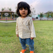 WHITEWATER KIDS UNISEX ORGANIC INDIGO BAG - RAIDANA + CHECK KURTA + CHECK PANTS