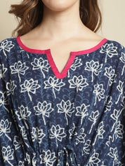 Indigo Dabu Floral Printed Kaftan Nighty