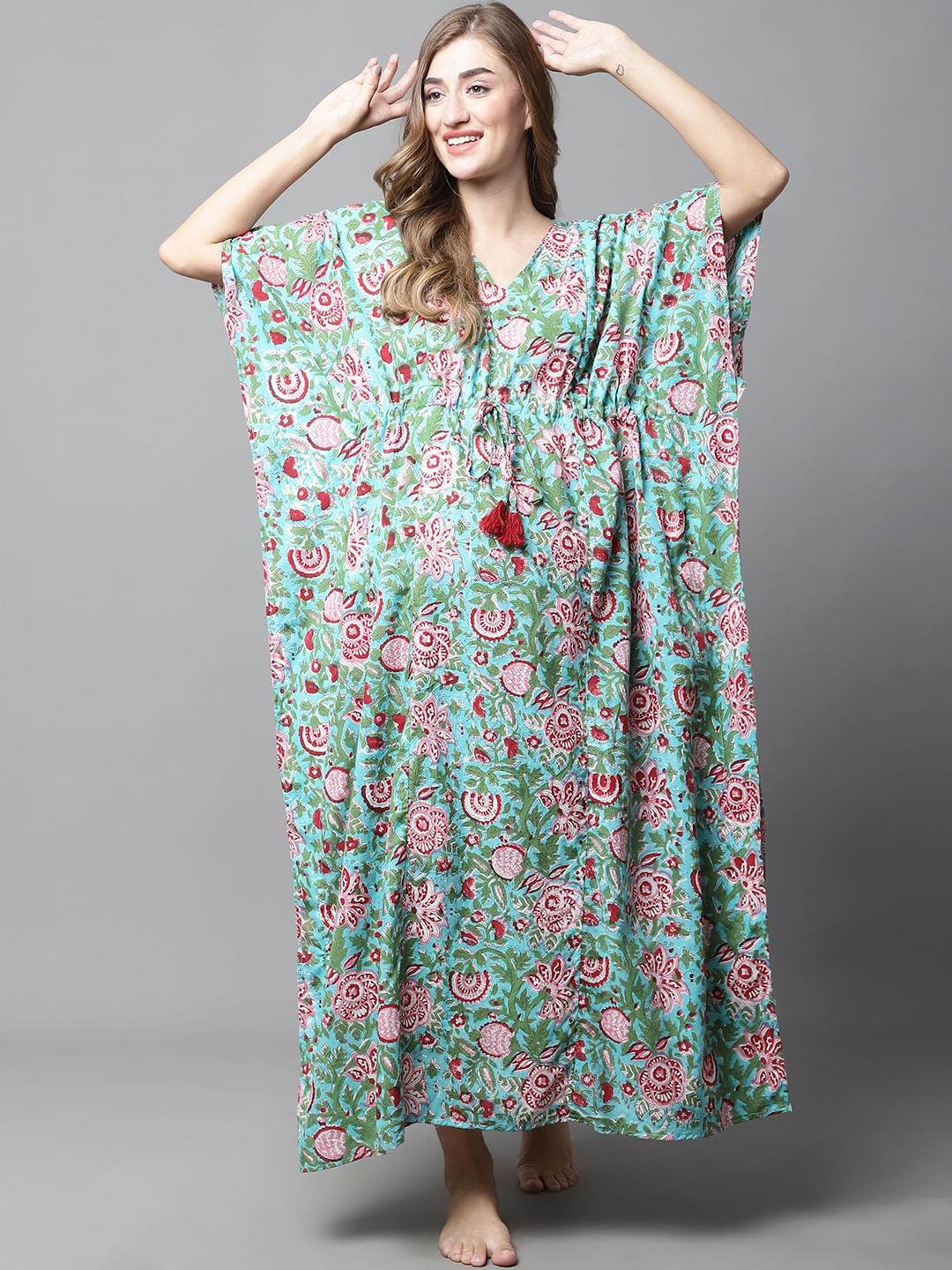 Green Floral Maternity Kaftan