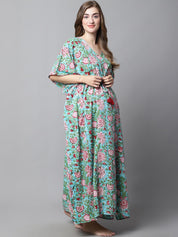 Green Floral Maternity Kaftan