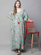 Green Floral Maternity Kaftan