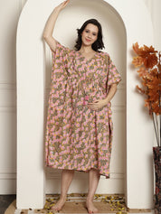 Yellow Cotton Maternity Kaftan