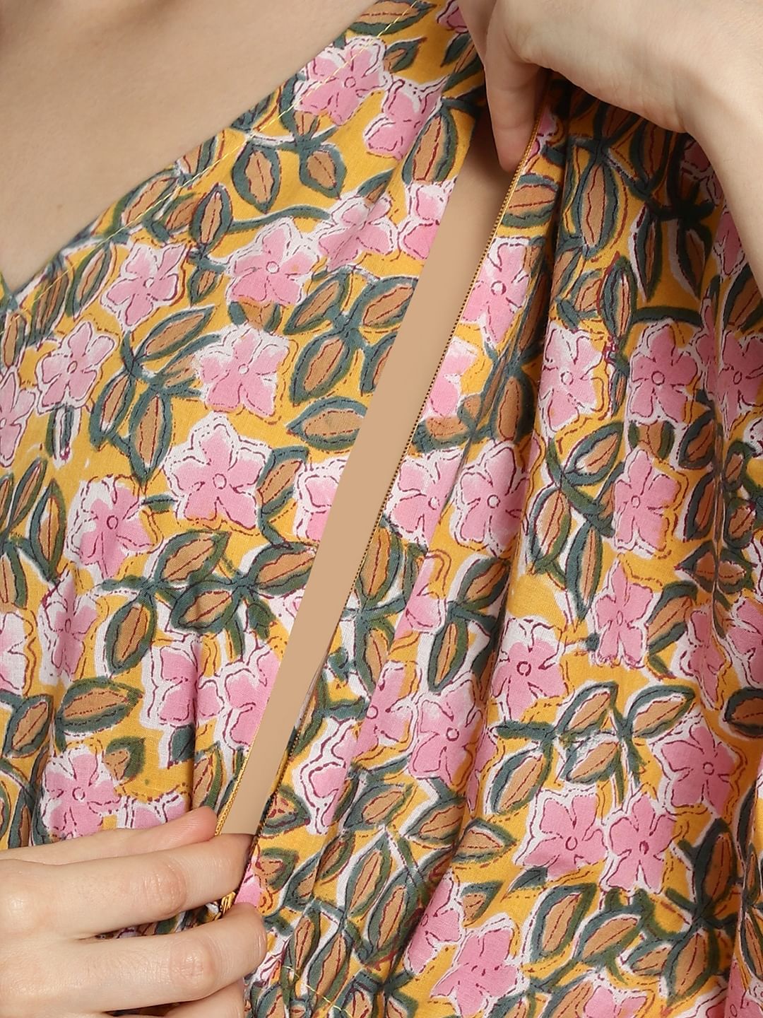 Yellow Cotton Maternity Kaftan