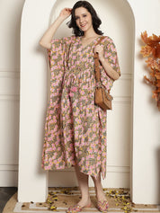 Yellow Cotton Maternity Kaftan