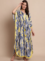 Blue & Yellow Tie & Dye Kaftan
