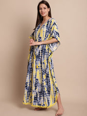 Blue & Yellow Tie & Dye Kaftan