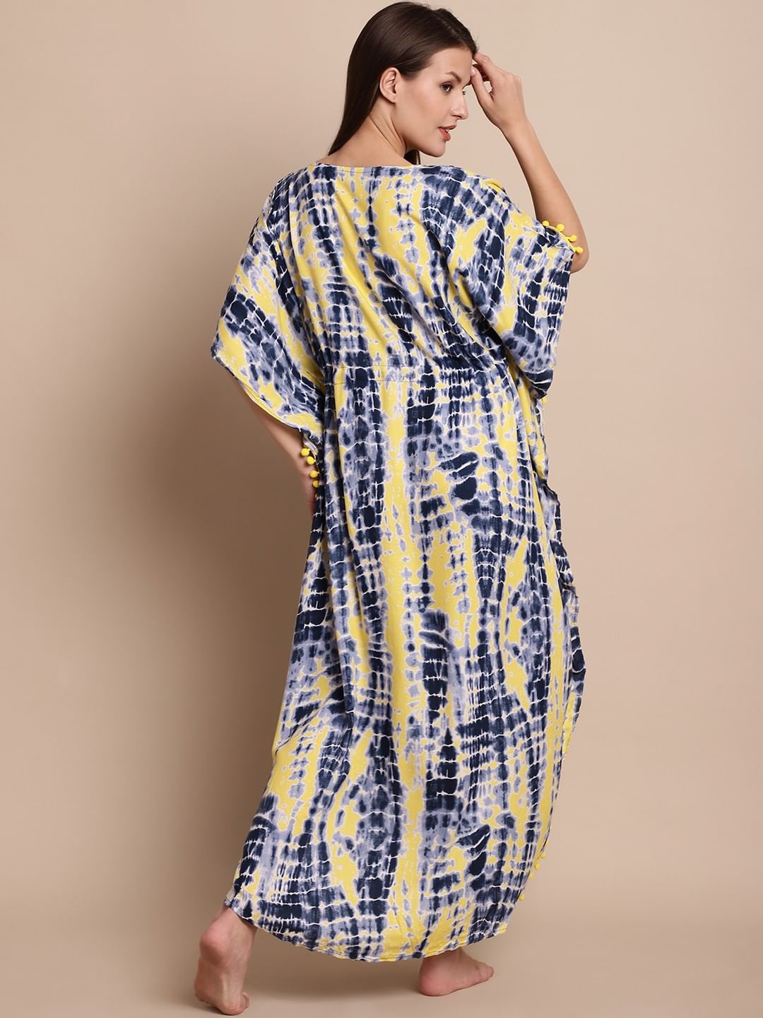 Blue & Yellow Tie & Dye Kaftan