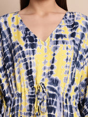 Blue & Yellow Tie & Dye Kaftan