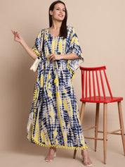 Blue & Yellow Tie & Dye Kaftan