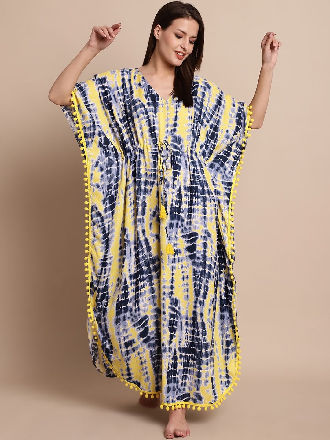 Blue & Yellow Tie & Dye Kaftan