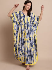 Blue & Yellow Tie & Dye Kaftan