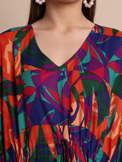 Multicolour Abstract Print Kaftan