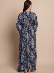 Navy Blue Paisely Print Kaftan